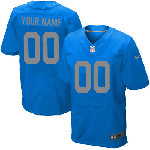 Men's Elite Nike Jersey Blue Alternate - Customized NFL Detroit Lions